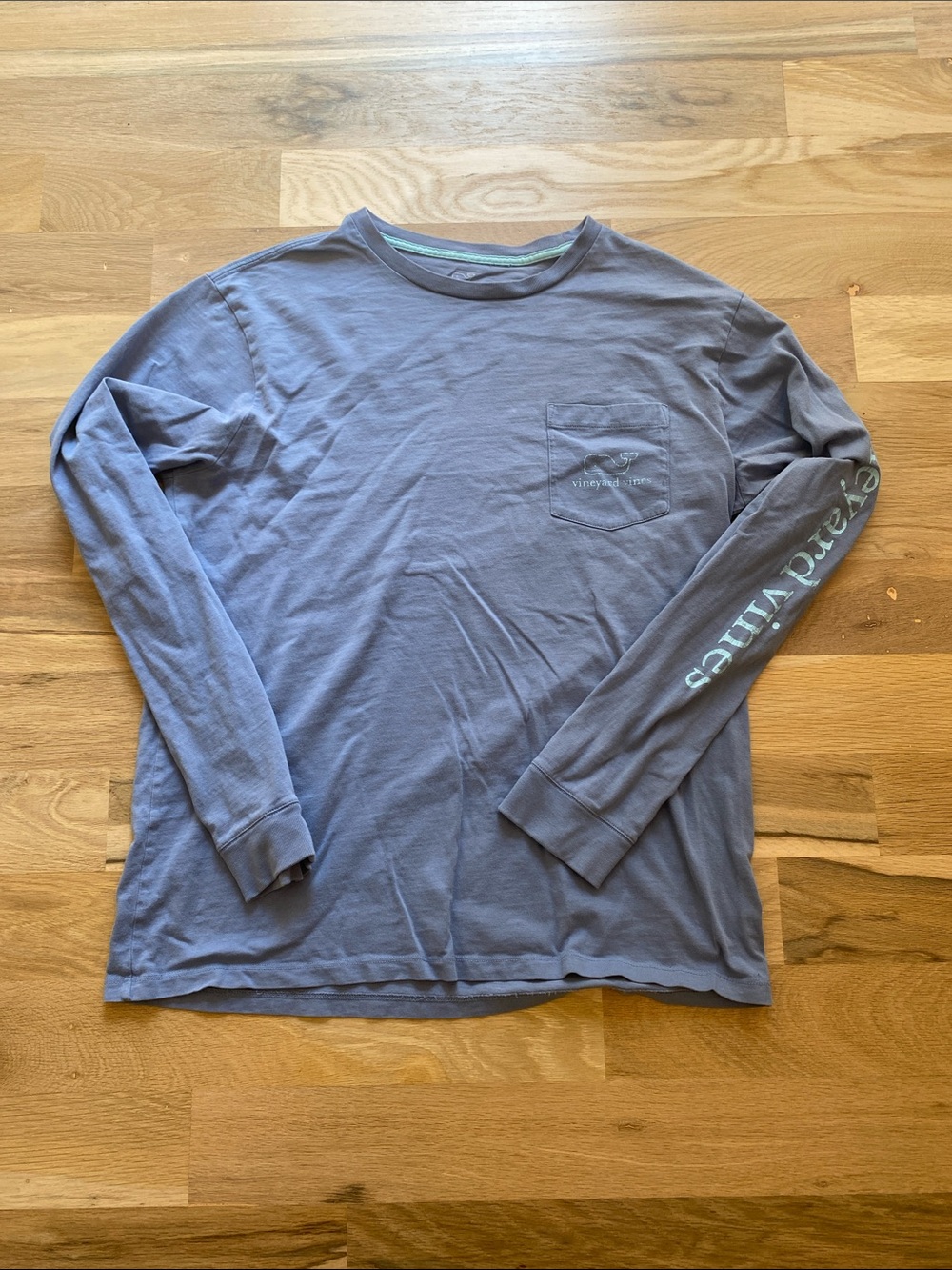 Vineyard Vines Slate Blue Long Sleeve Pocket Tee